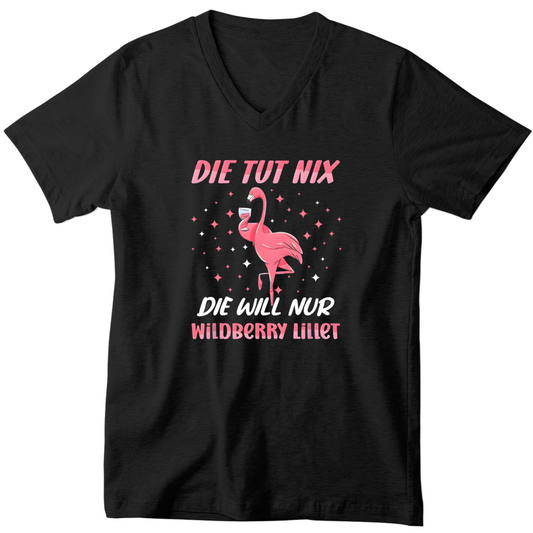Flamingo - die tut nix, die will nur Wildberry Lillet - V-Ausschnitt Herrenshirt