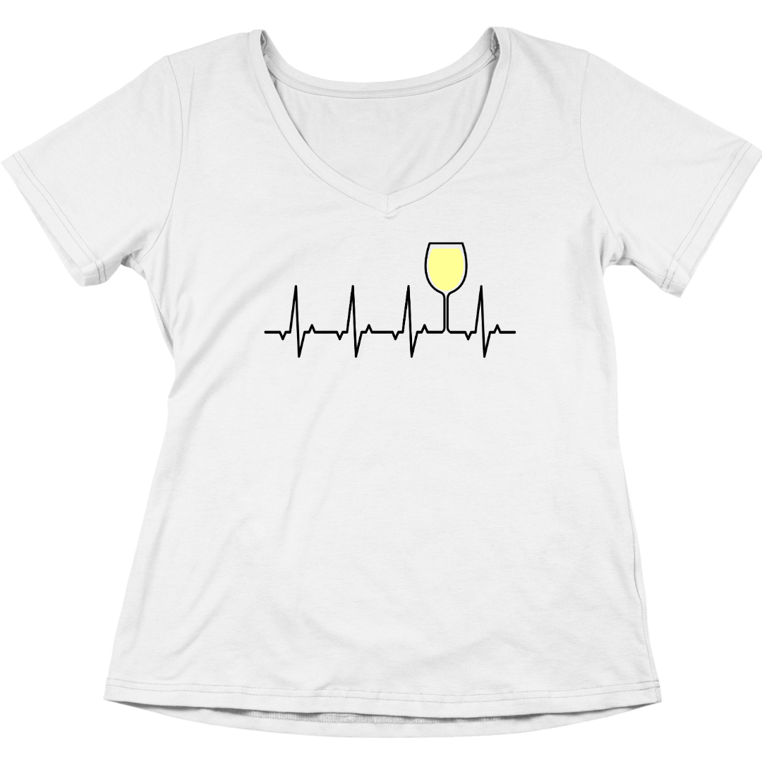 Weißwein Herzschlag - V-Ausschnitt Damenshirt
