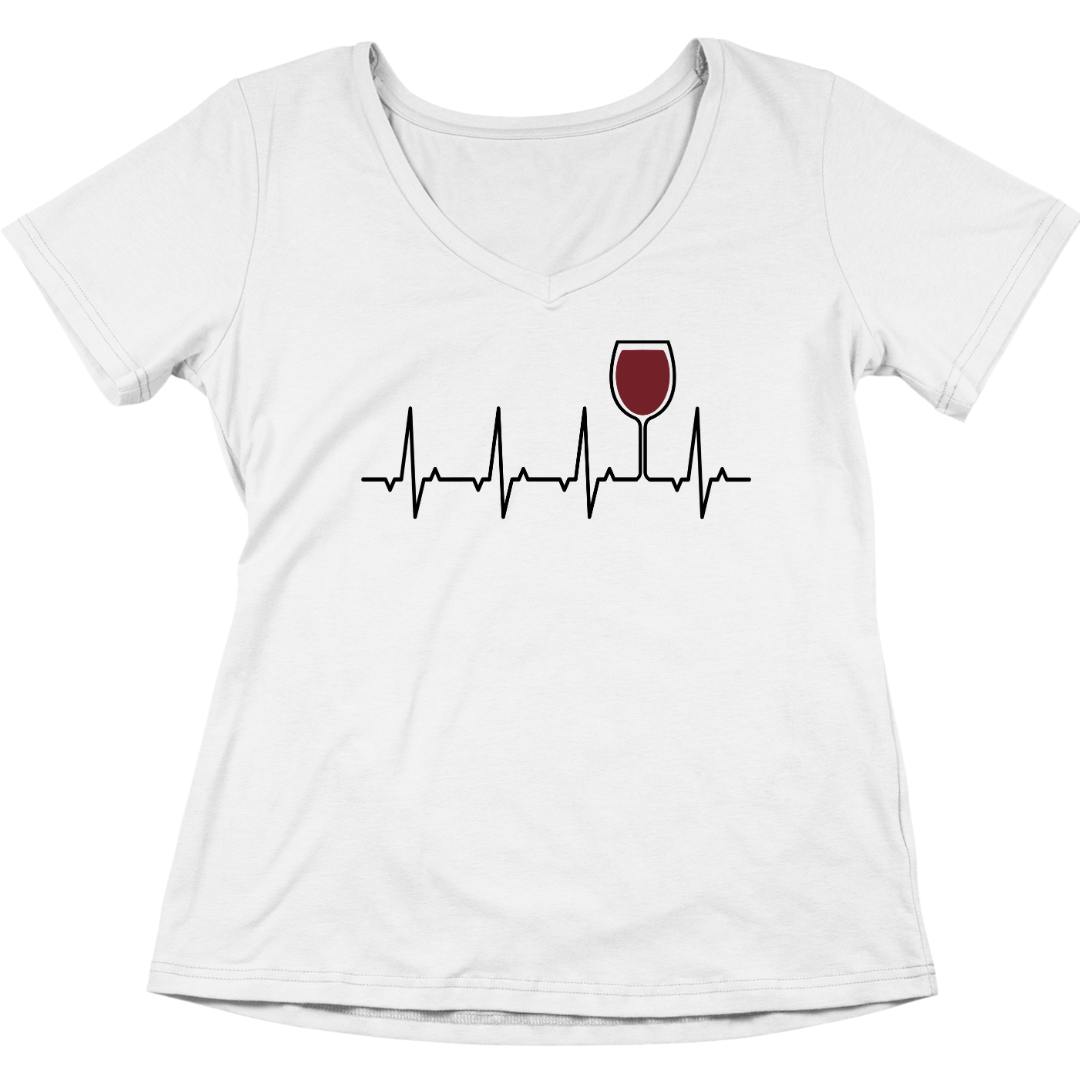 Rotwein Herzschlag - V-Ausschnitt Damenshirt