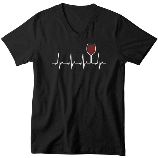 Rotwein Herzschlag - V-Ausschnitt Herrenshirt