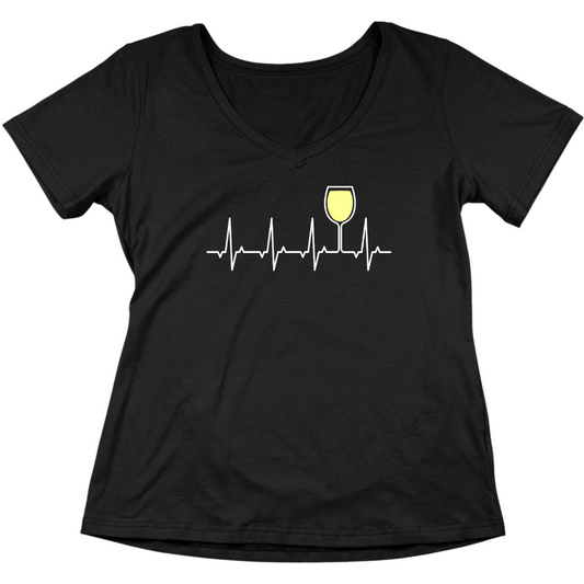 Weißwein Herzschlag - V-Ausschnitt Damenshirt