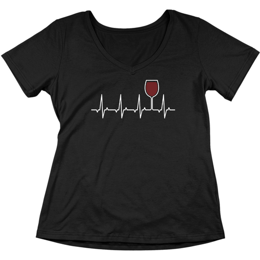 Rotwein Herzschlag - V-Ausschnitt Damenshirt