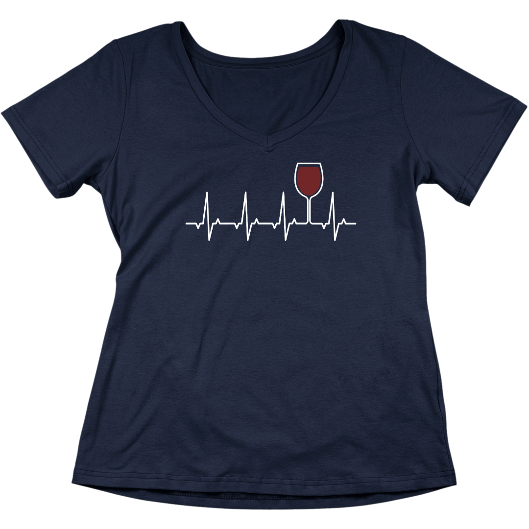 Rotwein Herzschlag - V-Ausschnitt Damenshirt