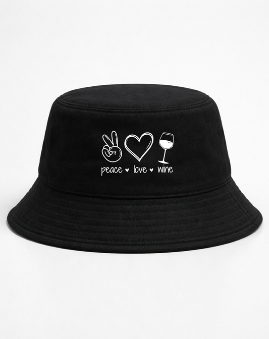 Peace Love Wine - Bucket Hat